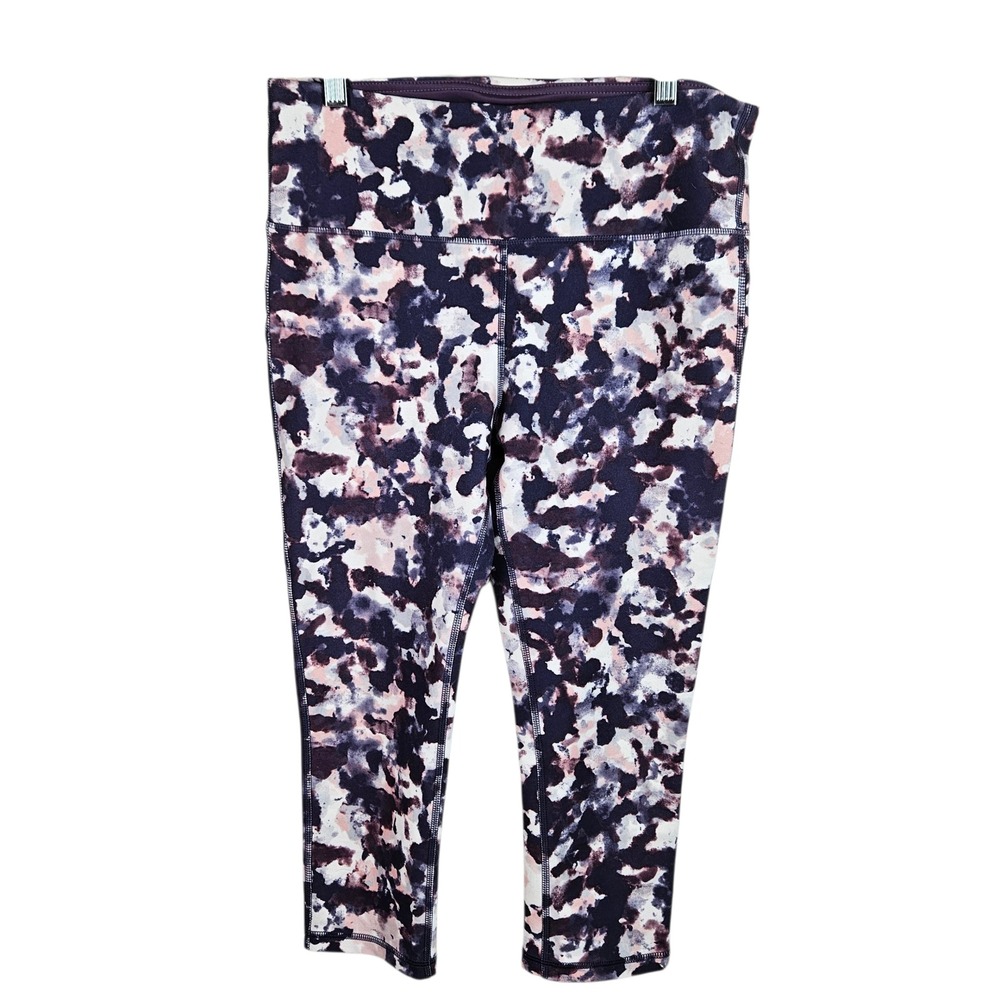 Marika Sport Womens‎ Purple Pink Abstract Print High Waist Capri Leggings L - Picture 12 of 12